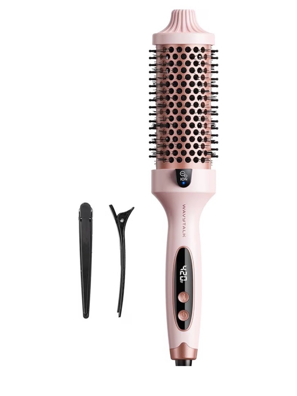 WAVYTALK Pink Ionic Hot Air Styling Brush with Digital Controls